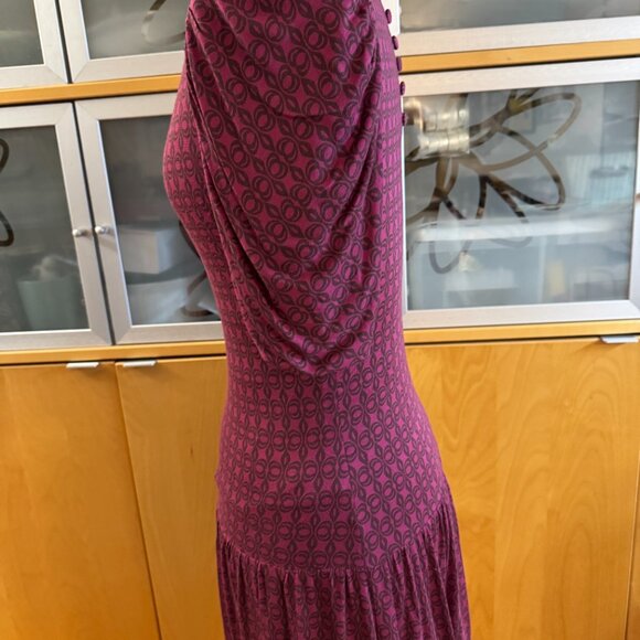 Karanina Print Silk Jersey High Neck Bubble Hem Dress Size 4 - Picture 3 of 9